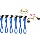 Sata Cable Sata Cable 18 Inch Sata Iii 6.0 Gbps Data Cable With Locking Latch + 2 Pack 6-