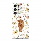 Compatible With Samsung Galaxy S22 Ultra Cow Square Case,Western Cow Tie Die Flowers Howd