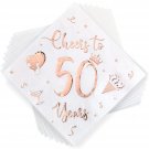 50 Pieces 50Th Birthday Party Cocktail Napkins Cheers To 50 Years Old Napkins 50Th Annive