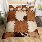 Cowhide Bedding Sets Patchwork Cow Fur Print Comforter Cover Farm Animal Duvet Cover Set