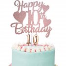 Happy 10Th Birthday Cake Topper, Rose Gold 10Th Birthday Cake Topper, Double Digits Cake 