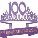 100Th Birthday Gifts For Women,100Th Birthday Tiara And Sash Purple,100Th Birthday Decora