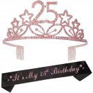 25Th Birthday Gifts For Women, 25Th Birthday Tiara And Sash, Happy 25Th Birthday Party Su