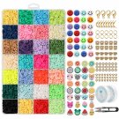 6552 Pcs Complete Beads Jewelry Making Kit, 28 Colors Flat Polymer Clay Heishi Beads, Smi