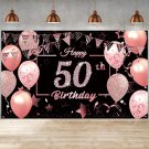 Happy 50Th Birthday Party Decorations Large 50Th Birthday Banner Backdrop Glitter Black R