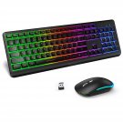 Wireless Keyboard and Mouse Combo Backlit , seenda Rechargeable Full-Size Illuminated Wir