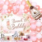 Brunch And Bubbly Bridal Shower Decorations - Backdrop, Rose Gold And Pink Balloon Garlan