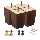 Wood Furniture Legs 5 Inch Sofa Legs Pack Of 4 Square Brown Couch Legs ,Mid Century Chair
