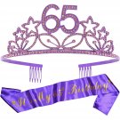 65Th Birthday Gifts For Woman, 65Th Birthday Tiara And Sash Purple, Happy 65Th Birthday P