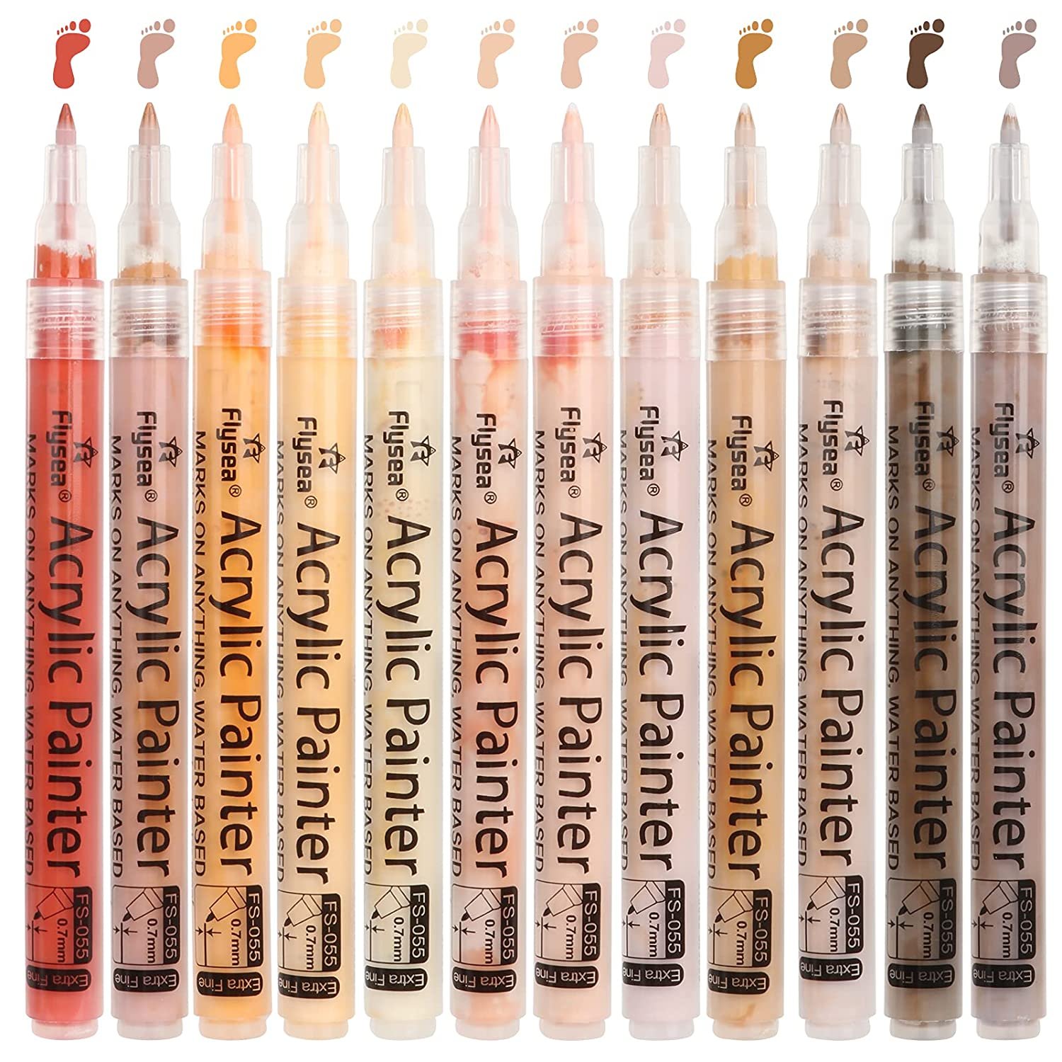 Art Skin Tones Art Markers, Acrylic Paint Pens Set Of 12 Skin Colors
