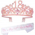 18Th Birthday Gifts For Women,18Th Birthday Tiara And Sash, Pink 18Th Birthday Party Supp