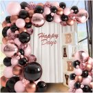 18Inch Metallic Chrome Rose Gold Pink Black Balloons Balloon Garland Arch Kit, Rose Gold 