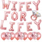 Rose Gold Bridal Shower Balloons Bachelorette Party Decorations | Wifey For Lifey Foil Le