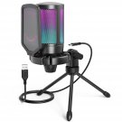 Gaming Usb Microphone For Pc Ps5, Condenser Mic With Quick Mute, Rgb Indicator, Tripod Stand, Pop 