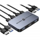 Kvm Switch, Aluminum Kvm Switch Hdmi,Usb Switch For 2 Computers Sharing Mouse Keyboard Printer To 