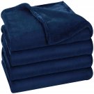Fleece Blanket Queen Size Navy 300Gsm Luxury Bed Blanket Anti-Static Fuzzy Soft Blanket Microfiber