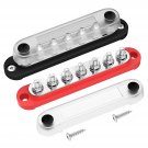 Battery Bus Bar 12V Marine 7 X 1/4"" (M6) Power Distribution Block With Cover 12V - 48V Positive & 