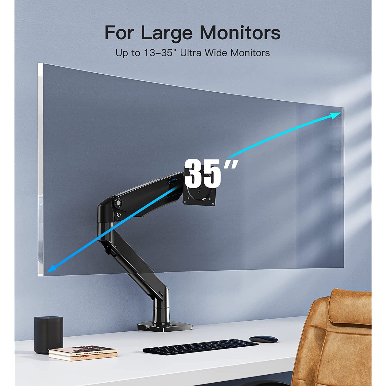 HUANUO Single Monitor Arm, Gas Spring Monitor Desk Stand, Adjustable ...