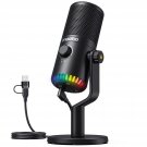 Gaming Microphone For Pc, Usb Programmable Condenser Mic With Rgb Lights, Mute, Gain, Headphone Ou