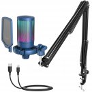 Usb Gaming Streaming Recording Pc Microphone Kit, Rgb Condenser Computer Mic Bundle For Podcasts, 