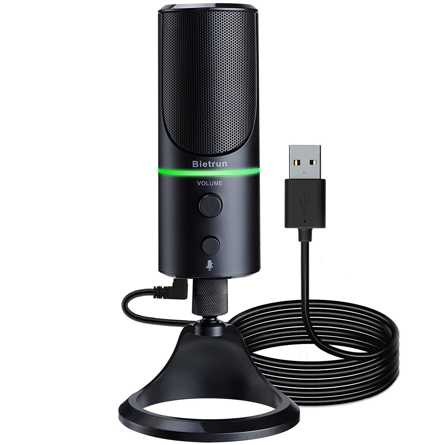Usb Microphone, Condenser Gaming Mic For Mac/Windows/Desktop/Laptop, Plug & Play, Headphone Jack, 
