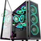 Atx Pc Case With 6 Pwm Argb Fans, Mid-Tower Gaming Case With Opening Tempered Glass Side Panel Doo