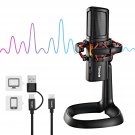 Usb Microphone Computer Gaming Condenser Mic, Noise-Canceling Zero Latency Monitoring For Podcast/