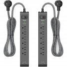 2 Pack Surge Protector Power Strip With 6 Outlets 2 Usb Ports 5-Foot Long Heavy-Duty Braided Exten