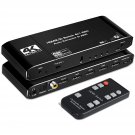 4K@60Hz 4X1 Hdmi Switch Audio Extractor With Optical Toslink Spdif/Coaxial/3.5Mm Audio Out, 4 Port