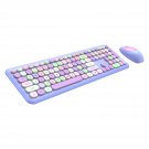Wireless Keyboard And Mouse Combo, 2.4Ghz Full-Sized Colorful Cute Keyboard Mouse Set With Retro T