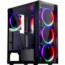 Gaming Pc Case Atx Mid Tower Case With 4Pcs 120Mm Rgb Fans, Computer Gaming Case With Tempered Gla