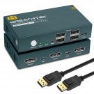 Displayport Kvm Switch 2 Port 4K@60Hz, Dp Kvm With 4 Usb 2.0 Port, Displayport Kvm Switch For 2 Pc