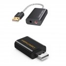 USB Audio Adapter External Sound Card with 3.5mm Headphone and Microphone Jack Bundle with USB Ext