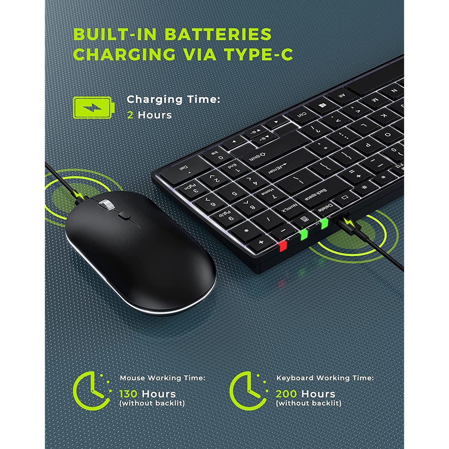 seenda Wireless Keyboard and Mouse Combo with Backlit Rechargeable Illuminated Keyboard and Mous