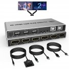 Kvm Switch Dual Monitor 4K@60Hz, 2 Port Hdmi Kvm Extended Display, Pc Screens Keyboard Mouse Switc