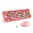 Wireless Keyboard And Mouse Combo, Retro Typewriter Keyboard With Multi-Media Function Keys And Nu