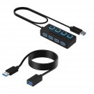 6 Ft 22AWG USB 3.0 Extension Cable - A-Male to A-Female in Black + SABRENT 4-Port USB 3.0 Hub