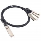 1M Qsfp+ To 4 Sfp+ Dac Breakout Cable, 40G Qsfp+ Direct Attach Copper Cable, 30Awg Black, For Aris