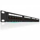 Patch Panel 24 Port Cat6 10G Support, Network Patch Panel Utp 19-Inch, Wallmount Or Rackmount 1U E