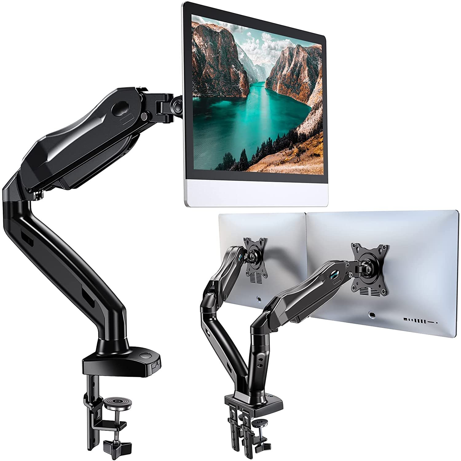 HUANUO Single Monitor Mount + Dual Monitor Stand + Steel Monitor Mount ...