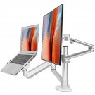 Monitor And Laptop Mount, 2-In-1 Adjustable Dual Monitor Arm Desk Stand Single Gas Spring Arm With