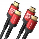 8K Hdmi Cable 2 Pack 15Ft, 48Gbps High Speed Hdmi 2.1 Braided Hdmi Cord, 4K 120Hz 144Hz, 8K 60Hz, 
