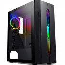 Rgb Atx Mid-Tower Pc Case With Usb 3.0 And Argb Led Light Strips, Tempered Glass Panels Computer C