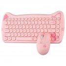 Wireless Keyboard And Mouse,2.4Ghz Wireless Retro Cute Cat Keyboard With 84 Key Mouse And Keyboard