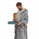 Oversized Wearable Blanket Hoodie, Long Sherpa Fleece Blanket Sweatshirt As Gifts For Men, With Wa