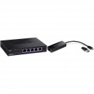 TRENDnet 5-Port Unmanaged 2.5G Switch, Black, (TEG-S350) & 2.5G USB-C to RJ-45 Ethernet Adapter, 2