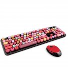 Wireless Keyboard And Mouse Combo,2.4G Usb Multi-Color Cute Full Size Keyboard And Optical Mice Se