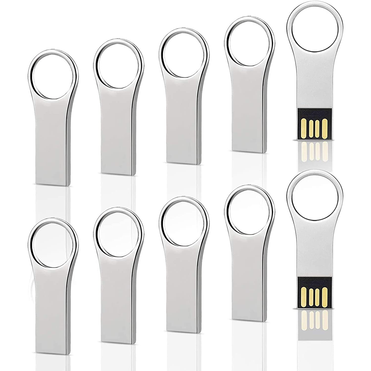 10 Pack 2Gb Metal Key Shape Usb Flash Drive, Usb 2.0 Memory Stick Thumb Drives Jump Drive-Silver