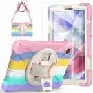 Samsung Galaxy Tab A7 Lite Case 8.7"" For Kids Girls Women Rainbow Pink 2021 W/ Tempered Glass Scre