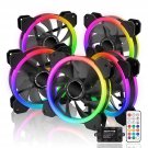 Dual Ring 120Mm Rgb Case Fan 5-Pack,Quiet Edition High Airflow Adjustable Color Led Case Fan For P